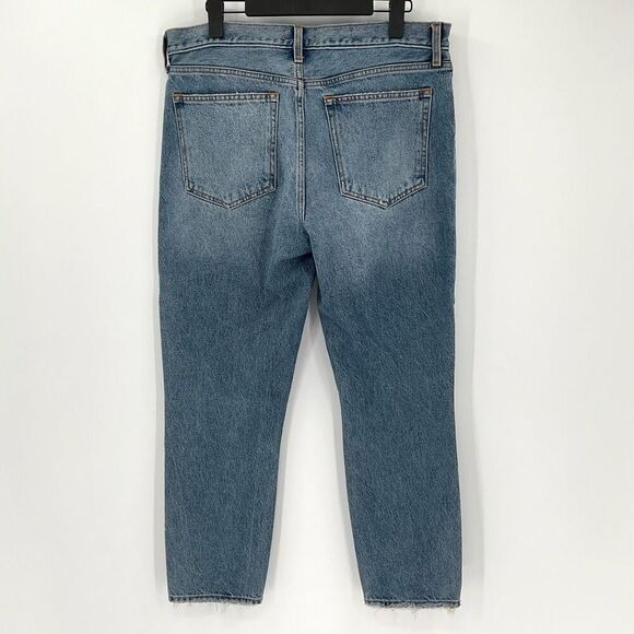 Abercrombie & Fitch Mom Jean Medium Wash 100% Cotton Distressed Women 14 Long - Picture 2 of 5